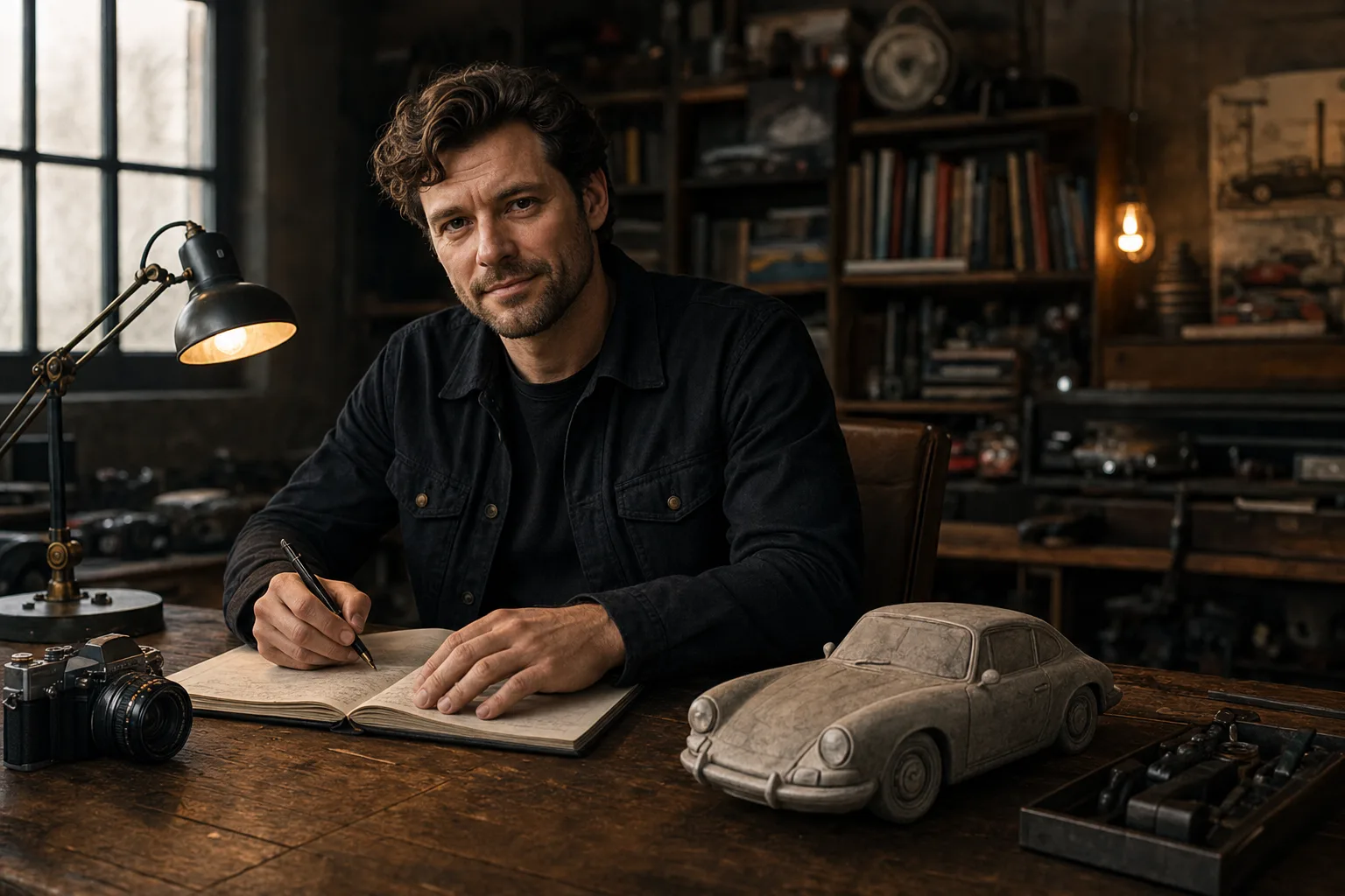 Автор Automotive Stories за работой в автомобильной мастерской